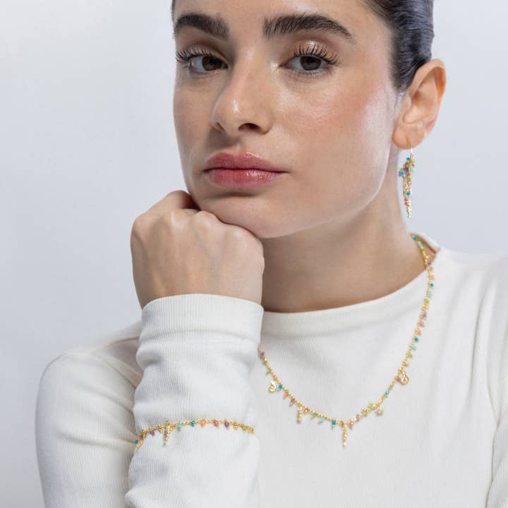 Luxenter - Vente Bracelets à breloques/pendentifs - Bracelet en argent sterling 925 et cristal multicolore fini en or jaune 18k - Kaiquia1