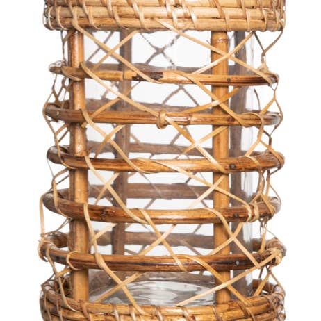 Gloss Circle Wicker Hurricane for wholesale by The Enchanted Home