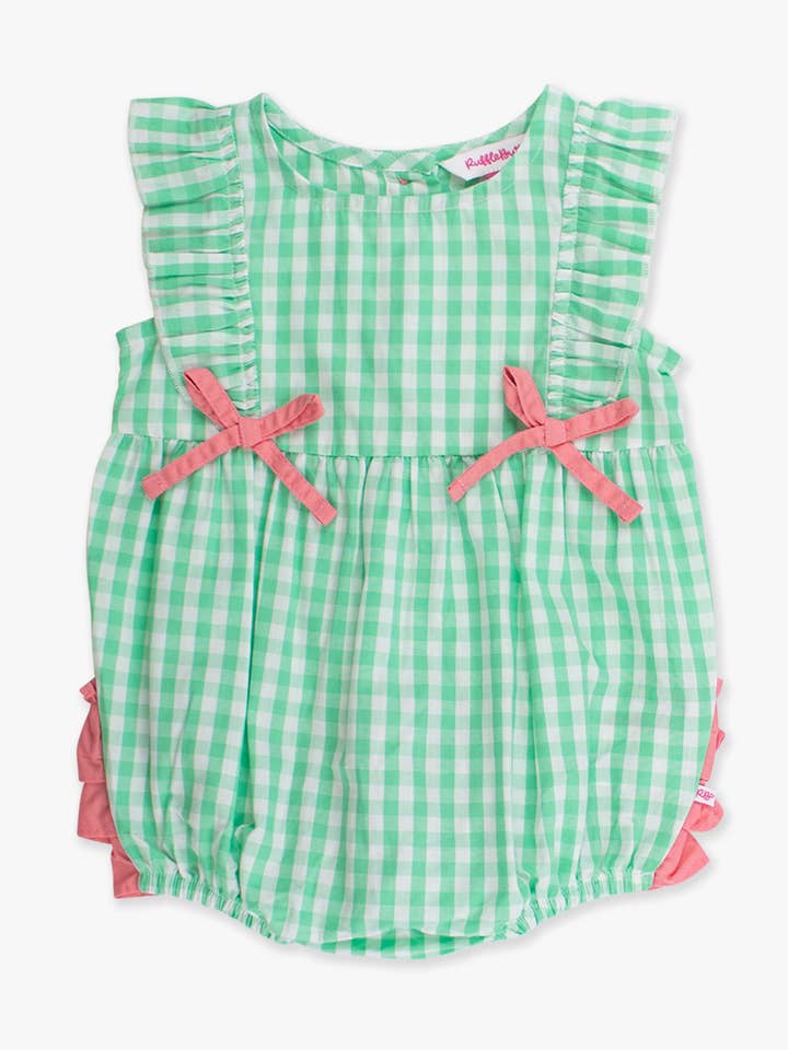 Baby Girls Classic Spring Bud Gingham Classic Ruffle Bubble Romper
for wholesale by RuffleButts + RuggedButts