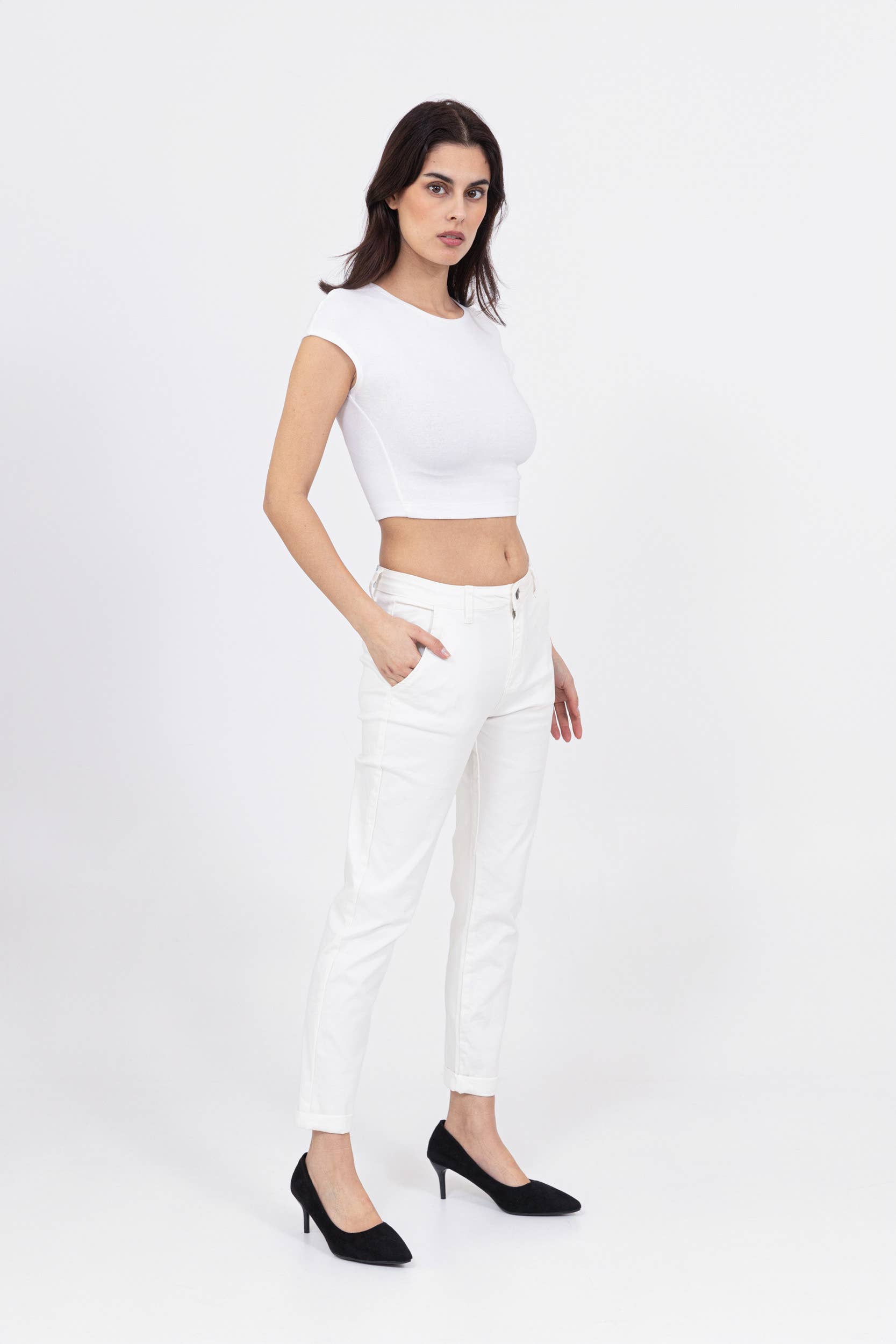 Nina Carter - Vente Pantalon – femme - Pantalon chino stretch taille haute confort Nina Carter J25043