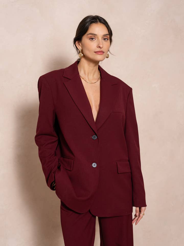 Oversized double-breasted jacket with back opening for wholesale by Attentif Paris