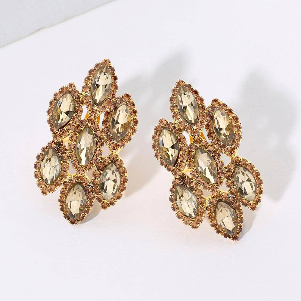Sensibling Corp. - Wholesale Clip-On Earrings - Marquise Stone Embellished Clip On Earrings17