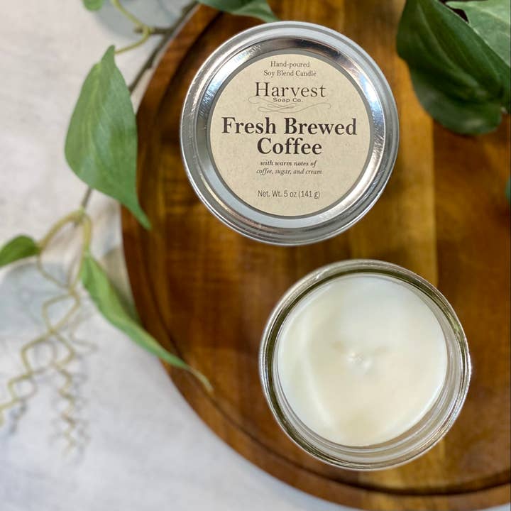 Fresh Brewed Coffee Hand Poured 5oz Candle for wholesale by Harvest Soap Company