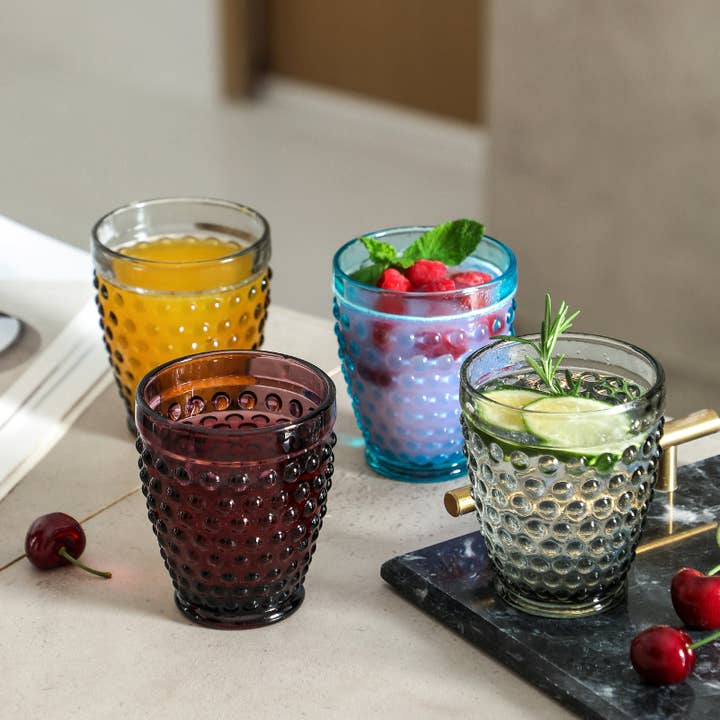 Everest Global - Wholesale Drinking Glass/Cup - Hobnail Colorful Water Tumbler Glasses set of 6