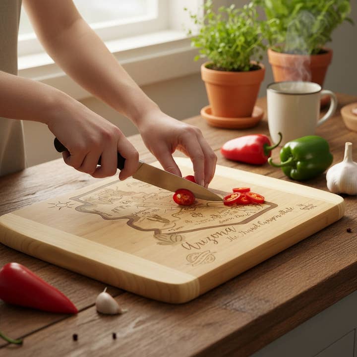 Arizona Laser Etched Bamboo Charcuterie Cutting Board for wholesale by Gooseberry Designs