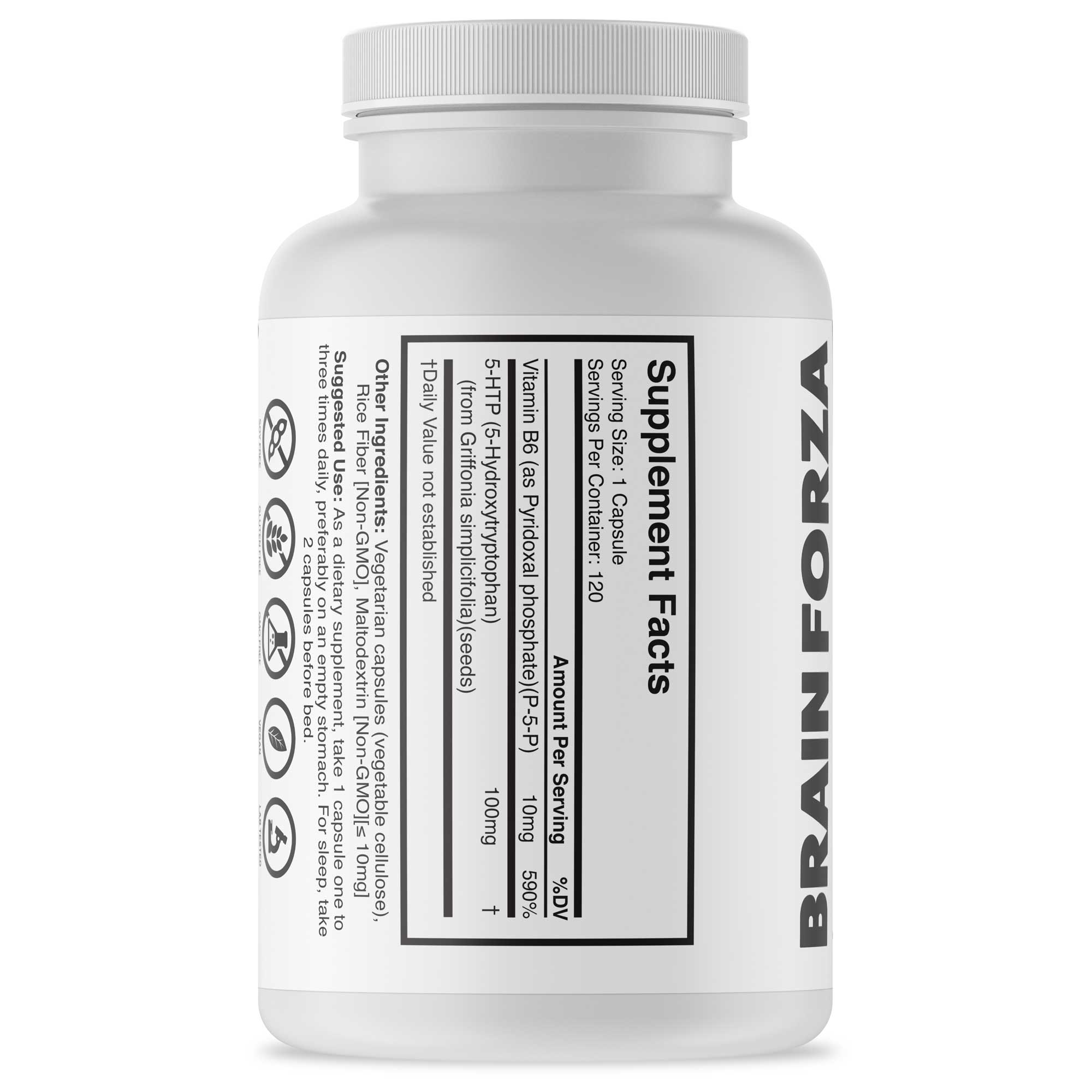 Brain Forza® - Vendita all'ingrosso Vitamine/integratori orali - 5-HTP naturale 100 mg con vitamina B6, 120 capsule1
