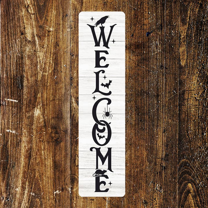Velkommen Halloween dør - Metal langskilt plak for engroshandel hos The British Metal Signs Company