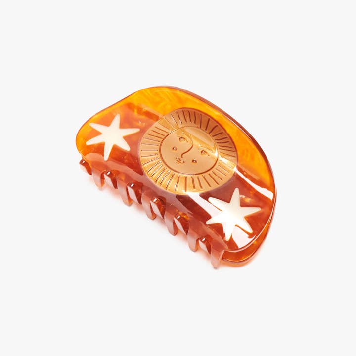 WINONA IRENE - Wholesale Hair Clip - Women's - Hemera Golden Astrology Sun and Stars Shimmer Hair Claw
