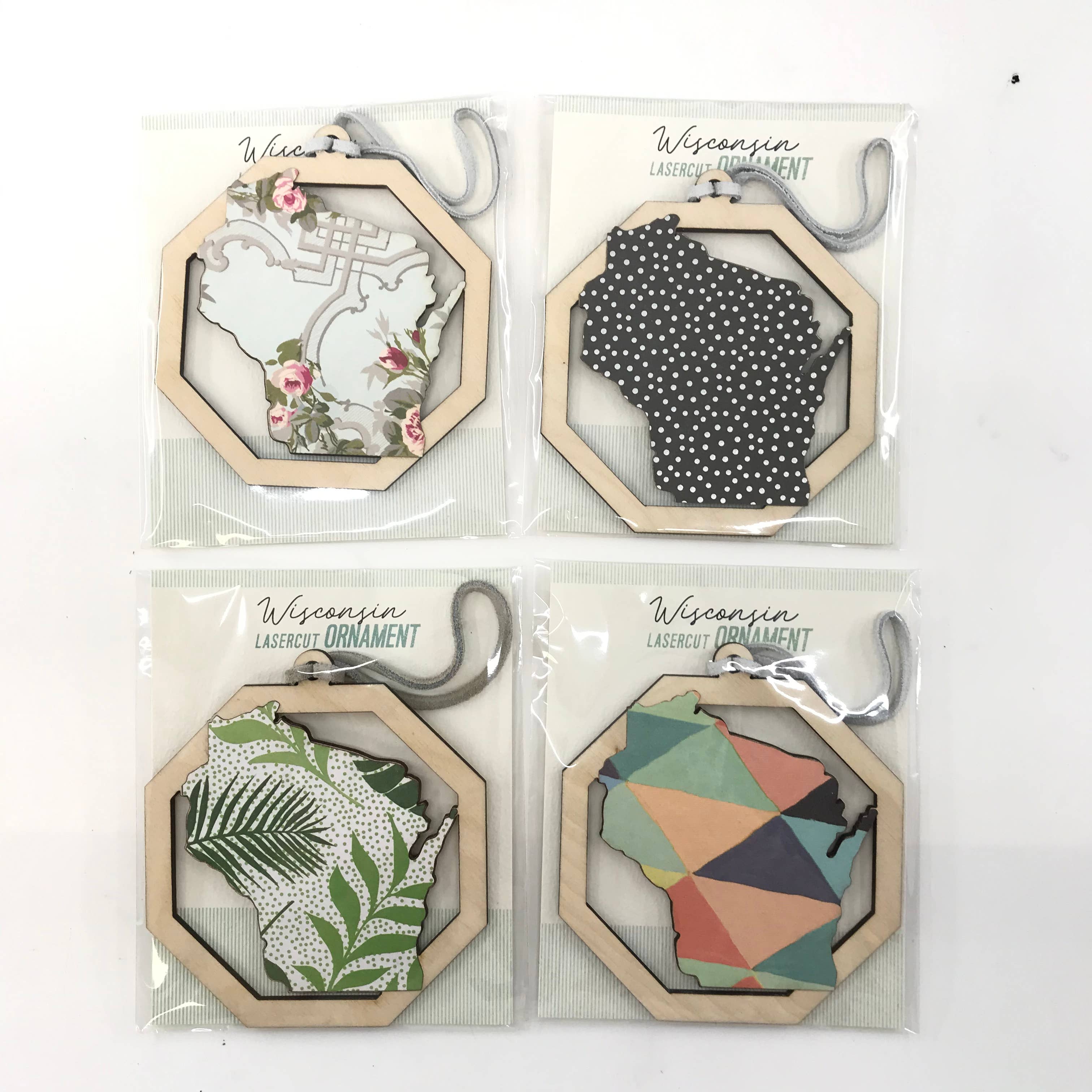 Makery Maven Co. - Wholesale Ornament - State Collection | Lasercut Wood Ornament with Paper Pattern6