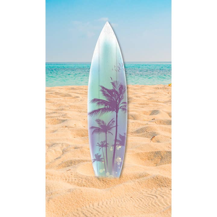 Jarmz Designs - Wholesale Wall Accent - SURF BOARD WALL ACCENT PALM TREE ART (TEAL)