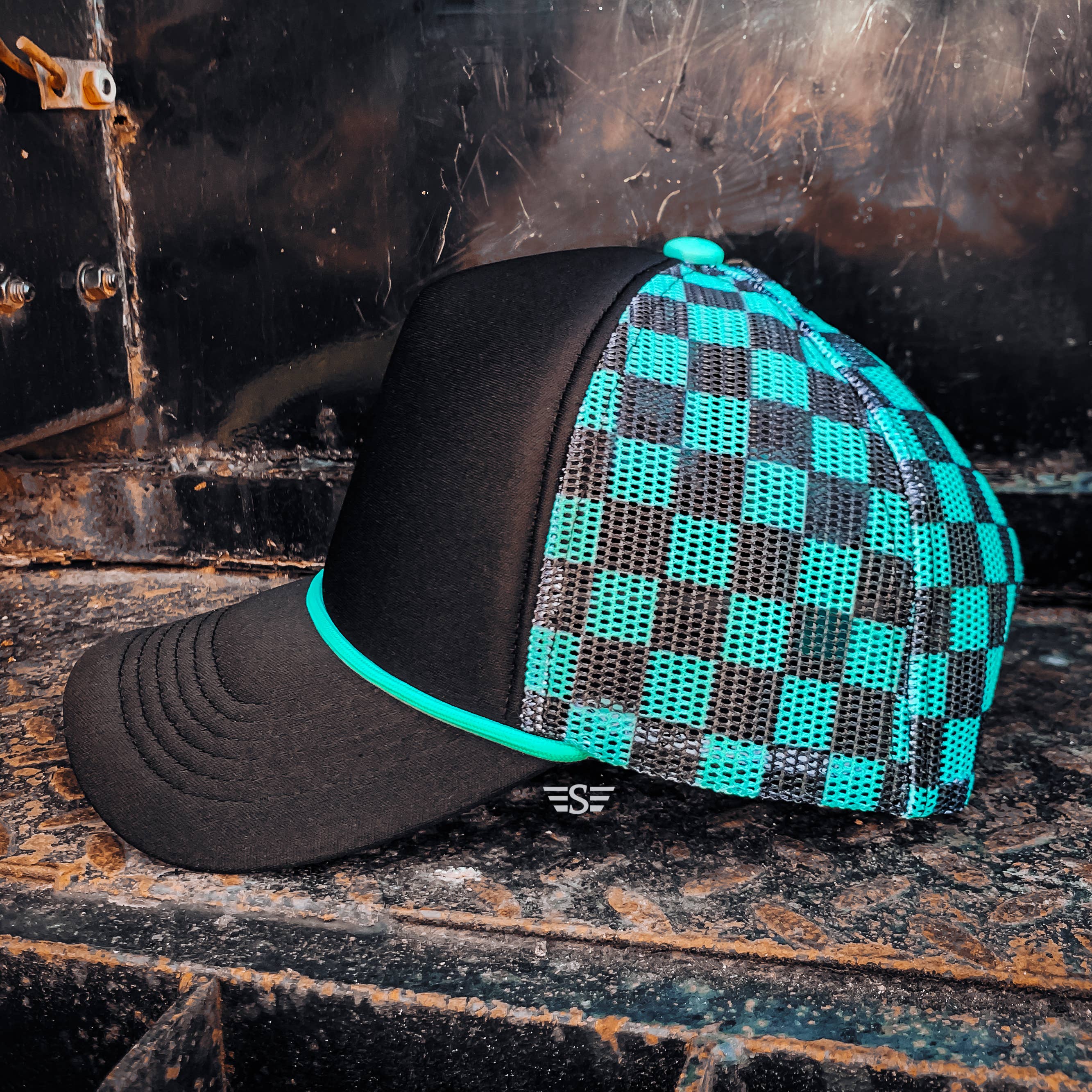 Flying S Company - Wholesale Trucker Hat - Unisex - Checkered Magna Pony™ Mesh Foam Trucker Hat0