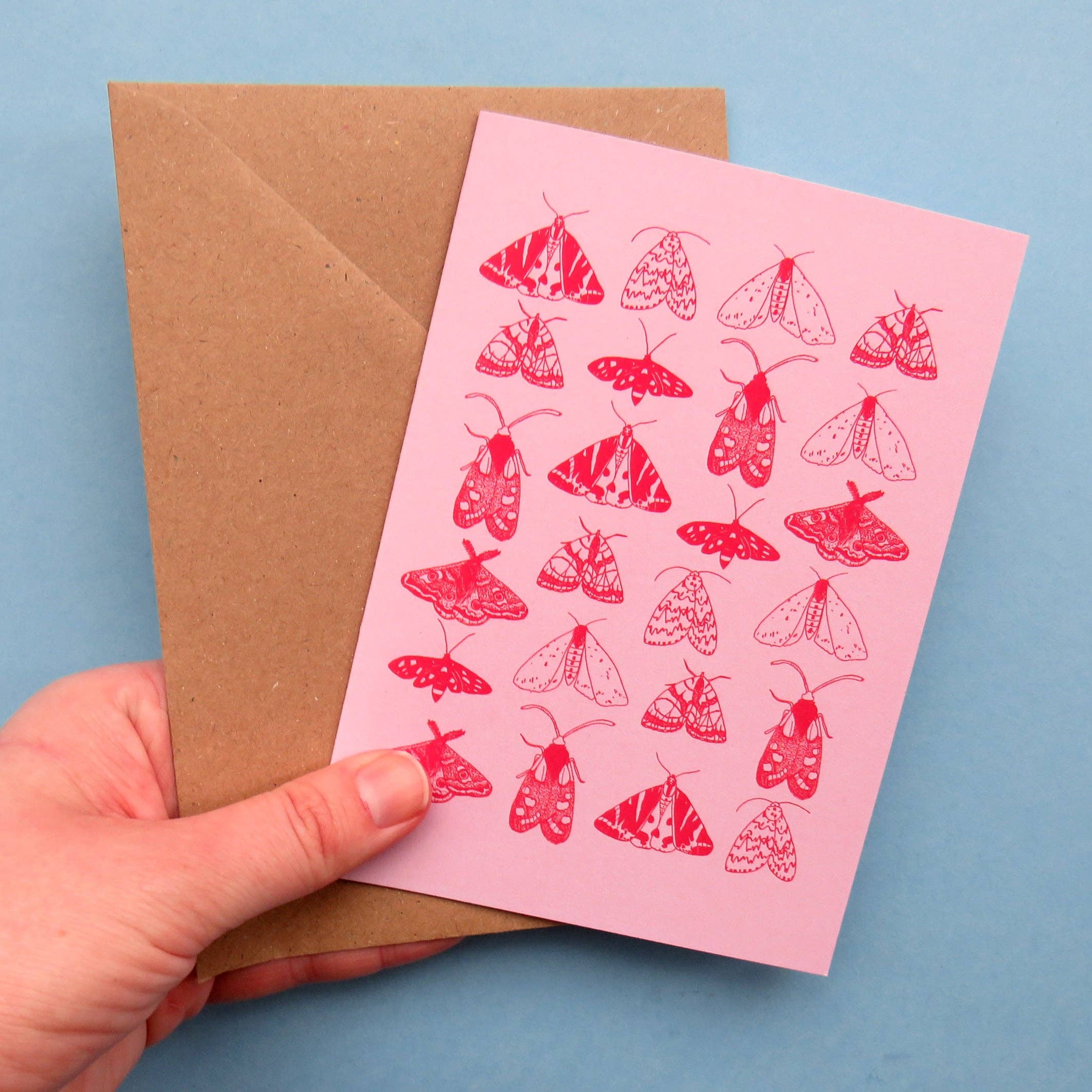 Kathryn Churn Designs – wholesale Everyday greeting card – Pink Moth A6 Greetings Card1