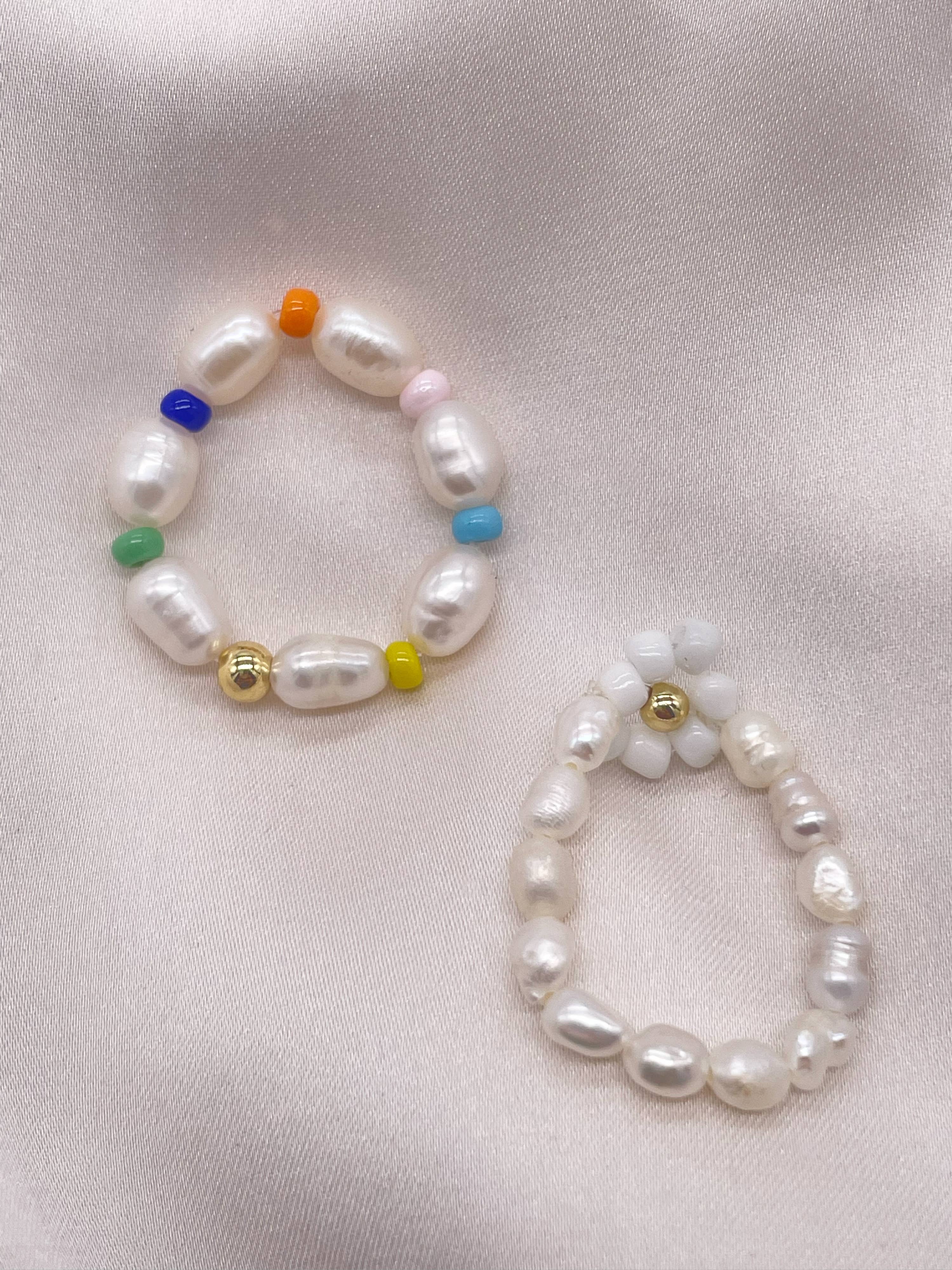 GLAM & GLORY Jewels made with love – Großhandel Band/Stapelring – Elastic Rainbow Pearl Ring1