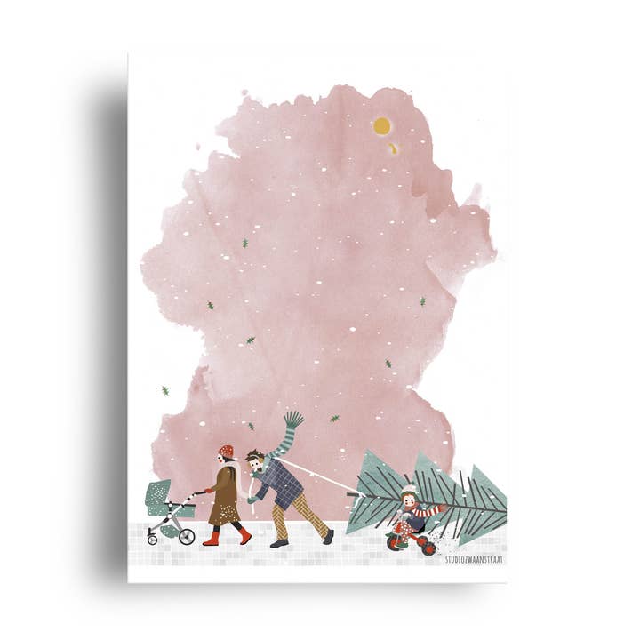 STUDIOZWAANSTRAAT – Postal por atacado – cartão postal - série Natal - caminhando0