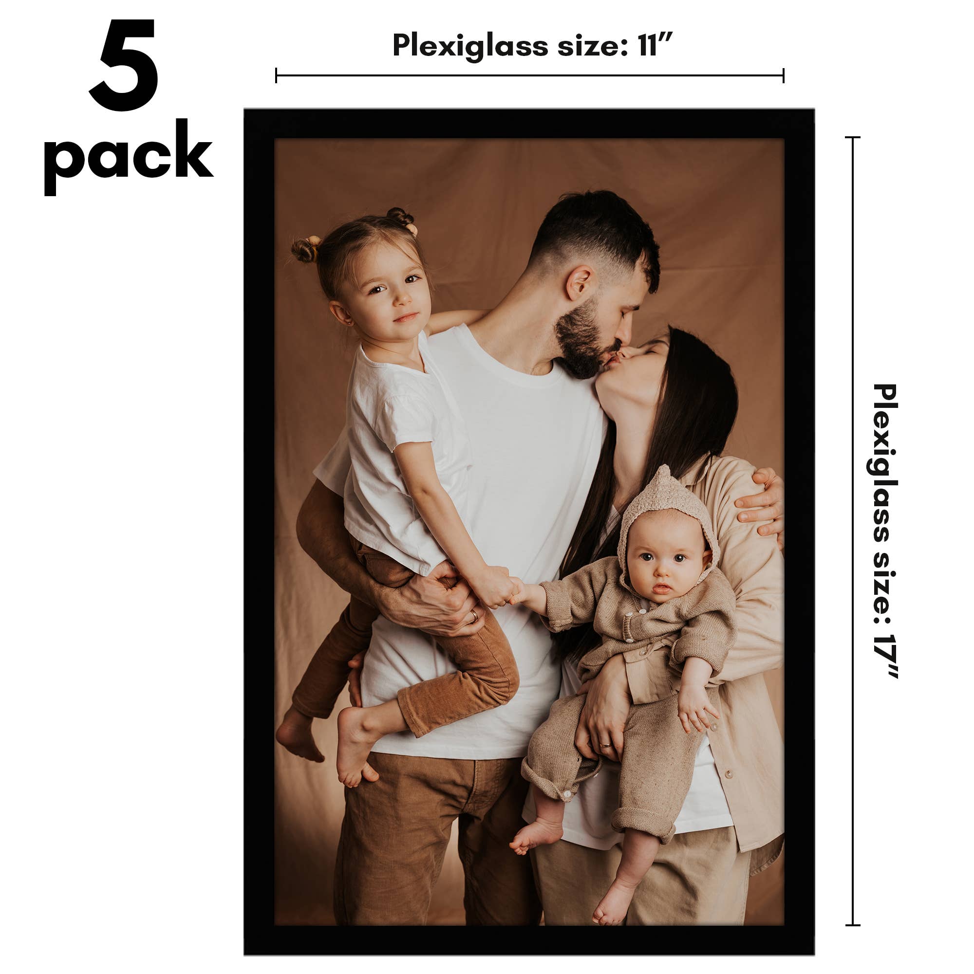 Americanflat - Wholesale Picture Frame - Americanflat 5 Pack Picture Frames With Mat Plexiglass Cover169