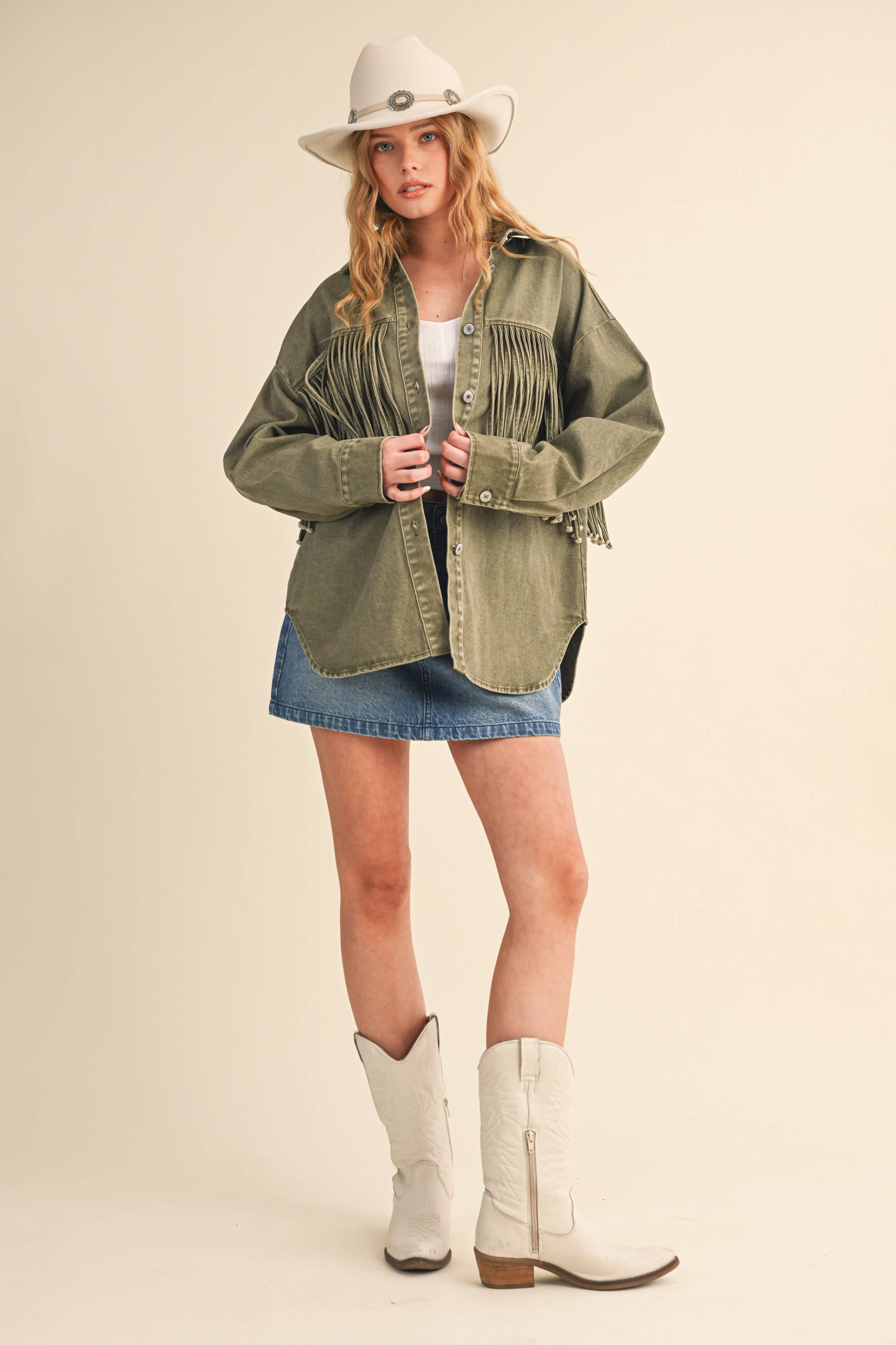 Klesis - Vente Veste-chemise – femme - Veste en jean à boutons avec couleur contrastante IJ171214