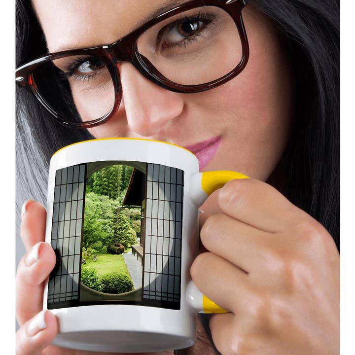 3dRose - Wholesale Coffee Mug - 3dRose, Round Window, Zen Garden, Kyoto, Japan-AS15 STE0102 - Shin Terada, Mug1