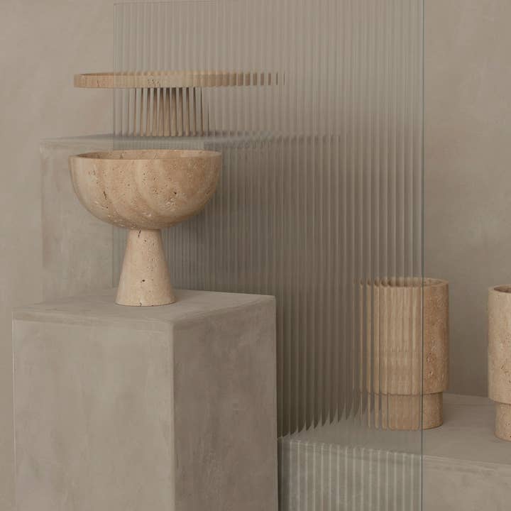 Kiwano Concept - Wholesale Decorative Plate/Dish/Bowl - TRAVERTINE PEDESTAL BOWL3