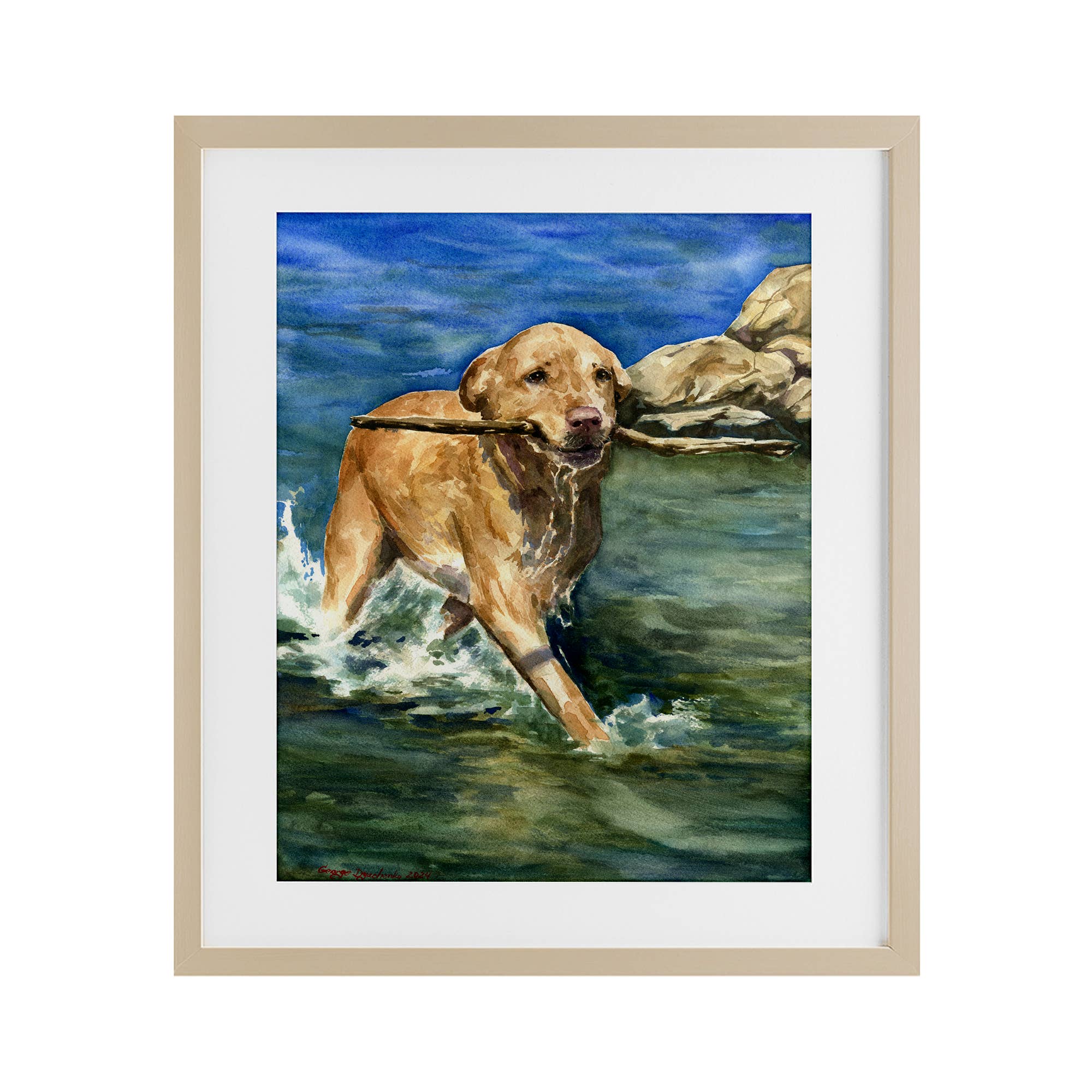 Stupell Industries - Vente Enseigne murale - Art mural sous verre - Labrador heureux avec bâton11