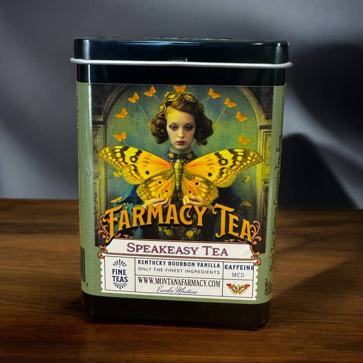 Montana Farmacy - Wholesale Loose Tea - Speakeasy Smoky Van Bour Tea TIN Travel on the go Vintage