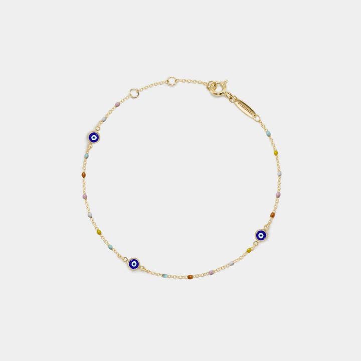 Evil Eye Nazar Rainbow Bead Bracelet in 925 Sterling Silver for wholesale by Perimade & Co. LLC