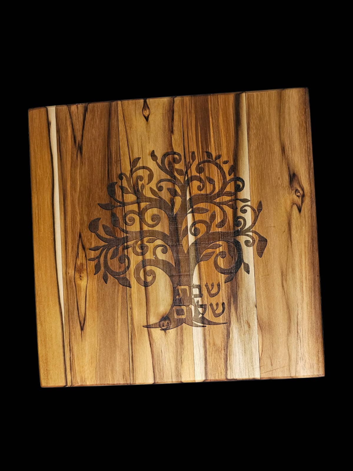 Eclectic Judaica - Wholesale Cutting Board - Challah Board Shabbat Shalom Teak 0