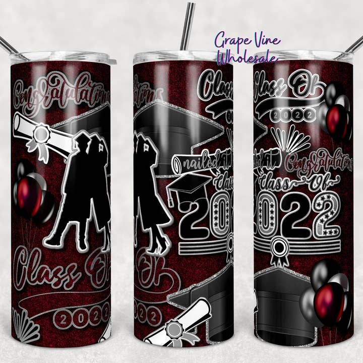 Nailed It Class of 2022 Maroon & Silver 20oz Tumbler for wholesale by GrapeVineWholesale