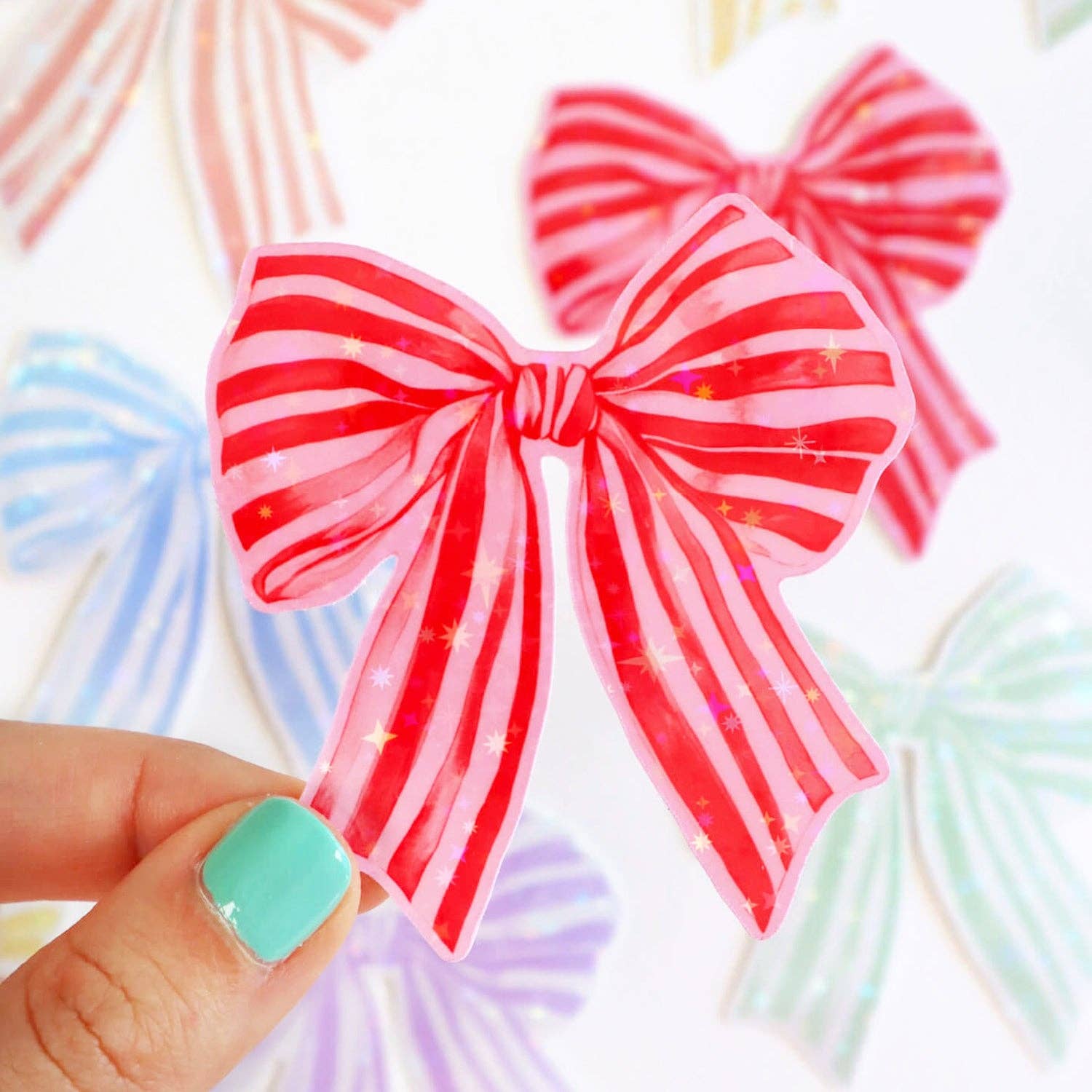 Julia Ockert - Vendita all'ingrosso Adesivo - Adesivo Fiocco / Nastro ad Acquerello (Rosso e Rosa)