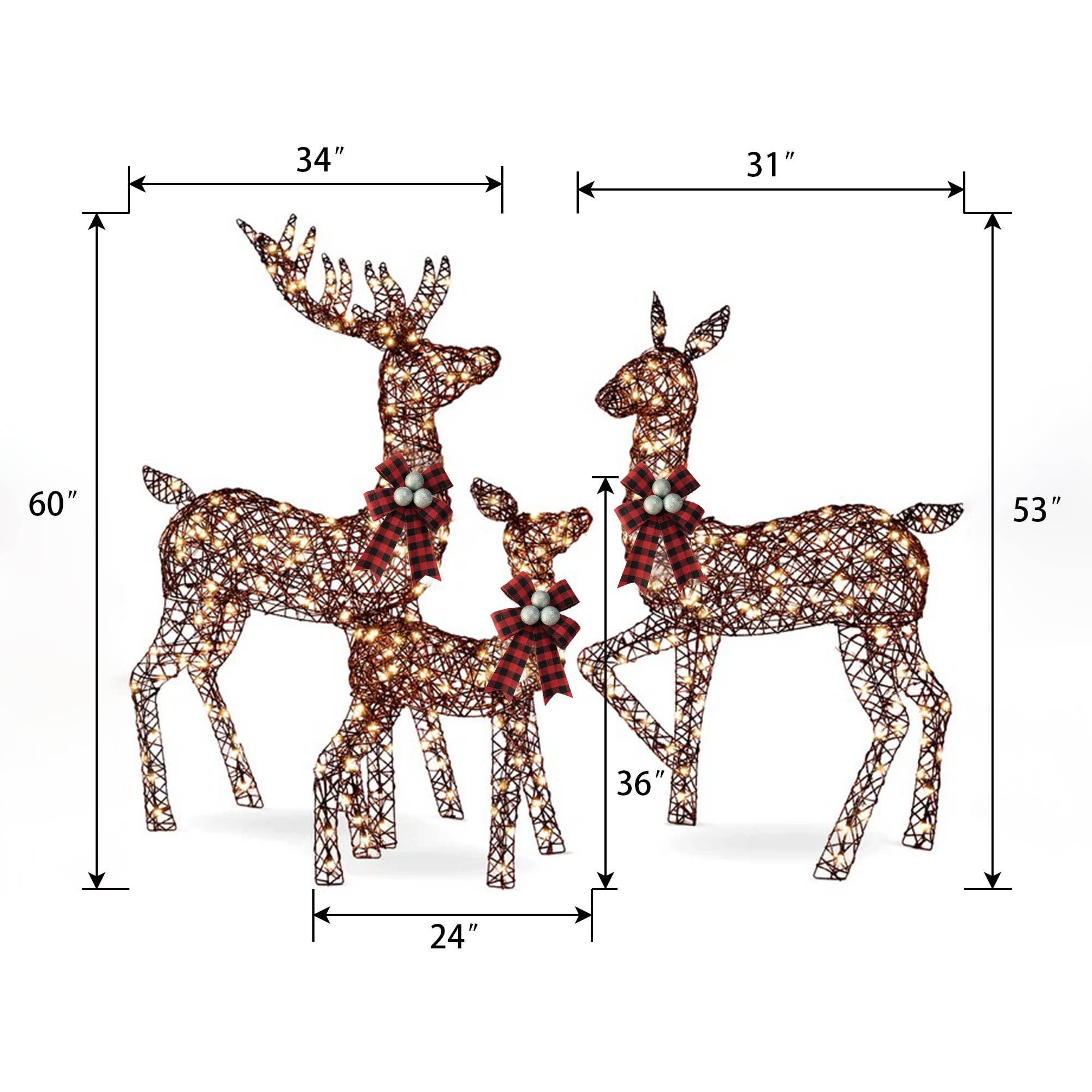 Flora Bunda Inc - Wholesale Christmas Decoration - 3-Piece Large Lighted Christmas Deer Family Set1