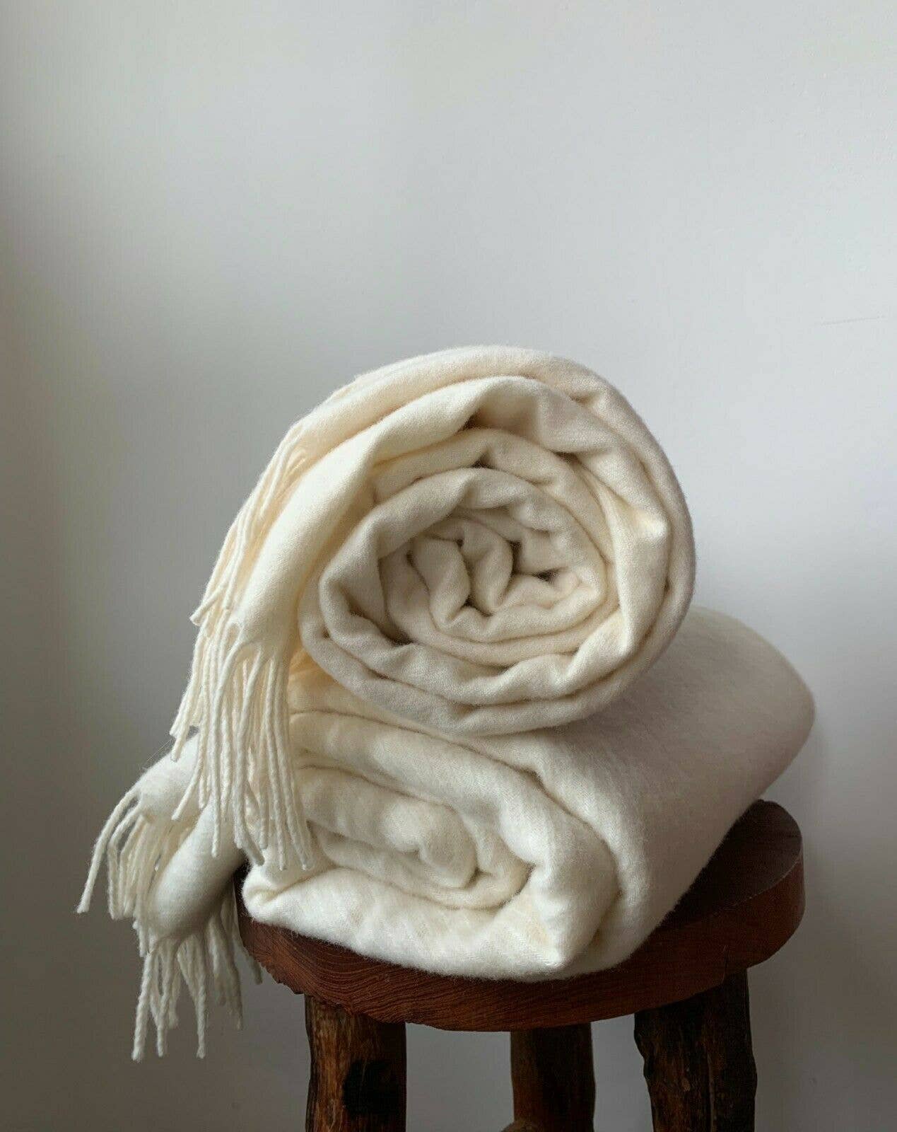 WoolOnly - Vendita all'ingrosso Plaid - Plaid super leggero in 100% lana di agnello (130x180/200 cm) Off White morbido5