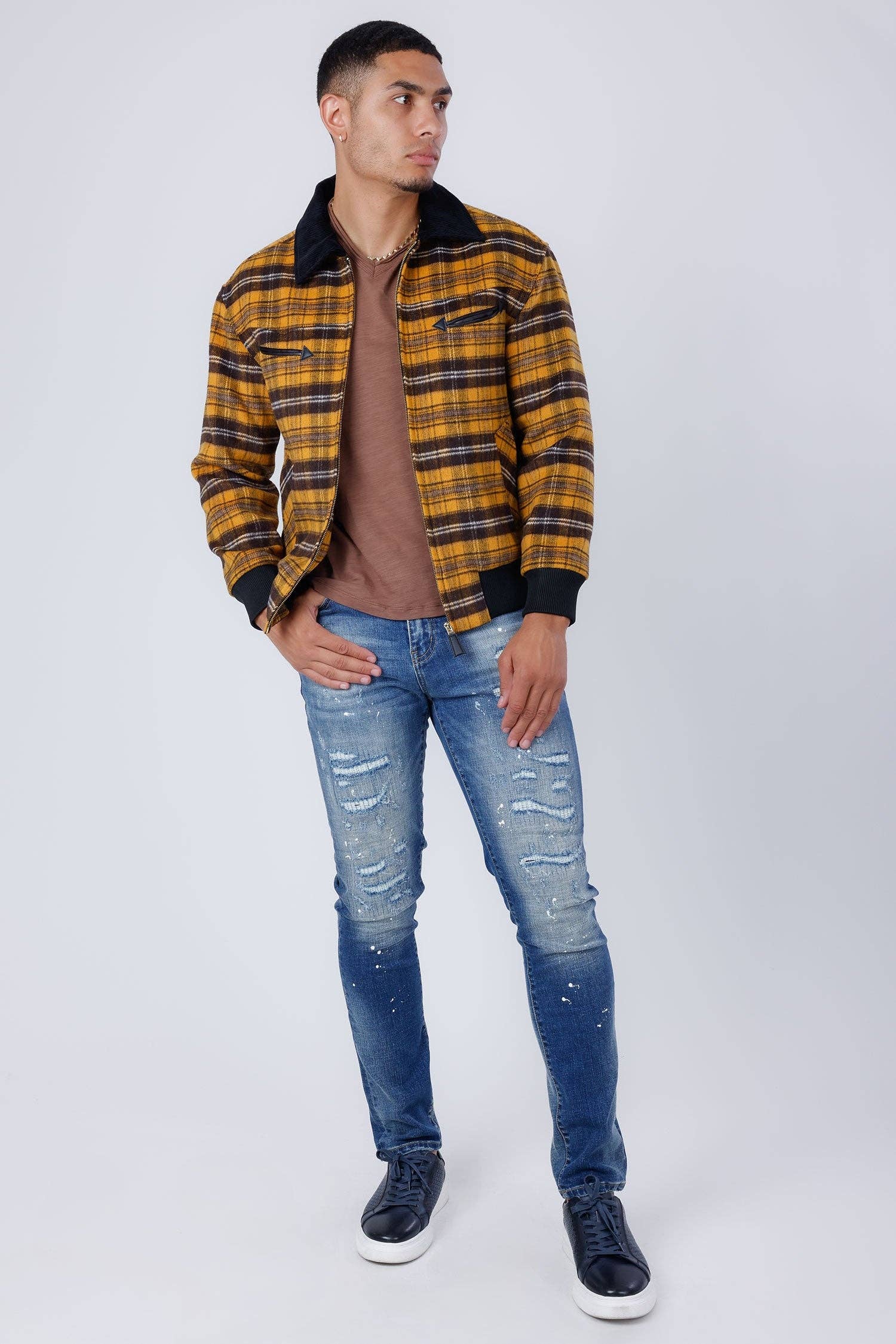 BARABAS - Venta al por mayor Chaqueta - Hombre -  Chaqueta bomber de invierno de lana a cuadros para hombre 4BH913