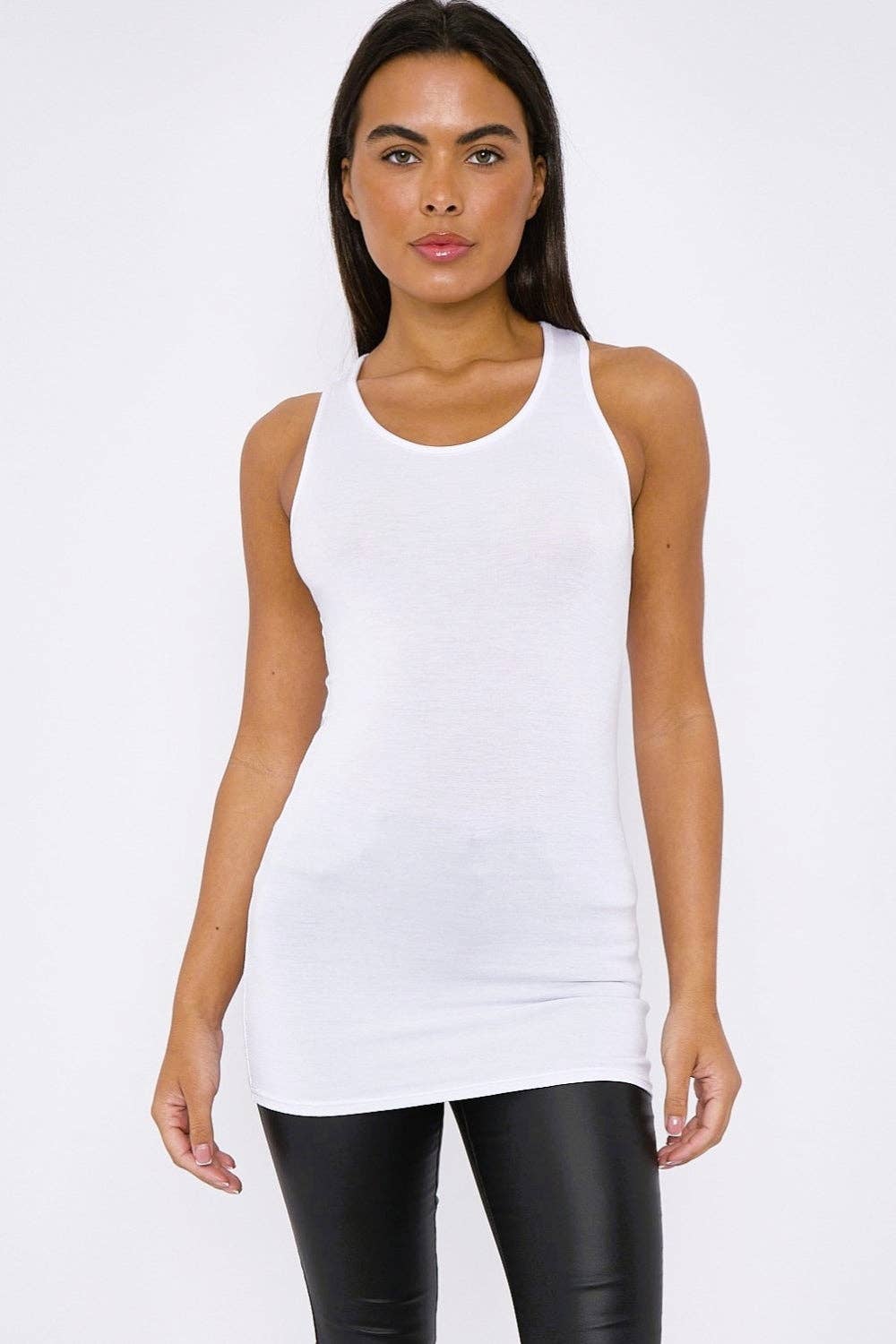 Aftershock London – wholesale Tank top – Women′s – White Racerback Vest Top0