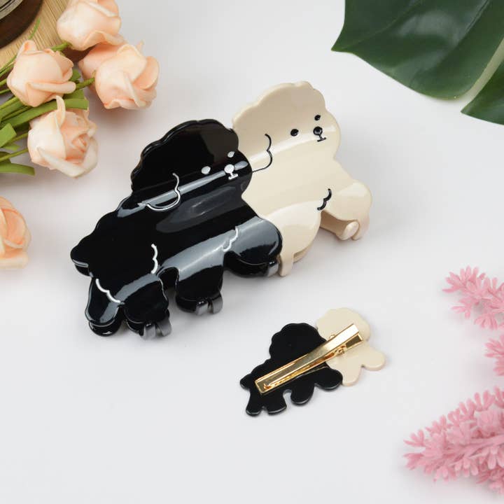 TheDivaSoap - Wholesale Hair Clip - Women's - Cute dog black and white color contrast hair claw clip2