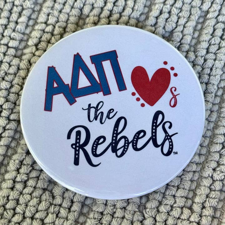 Alpha Delta Pi Sorority 3" knap - Heart Rebels for engroshandel hos Buttongirl99