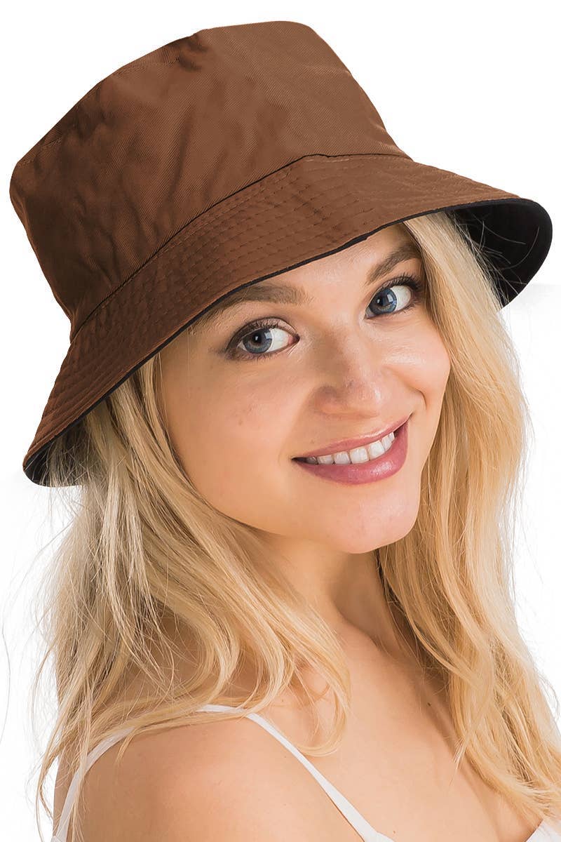 Cap Zone - Vente Bob – unisexe - Chapeau seau en coton uni réversible à fond noir3