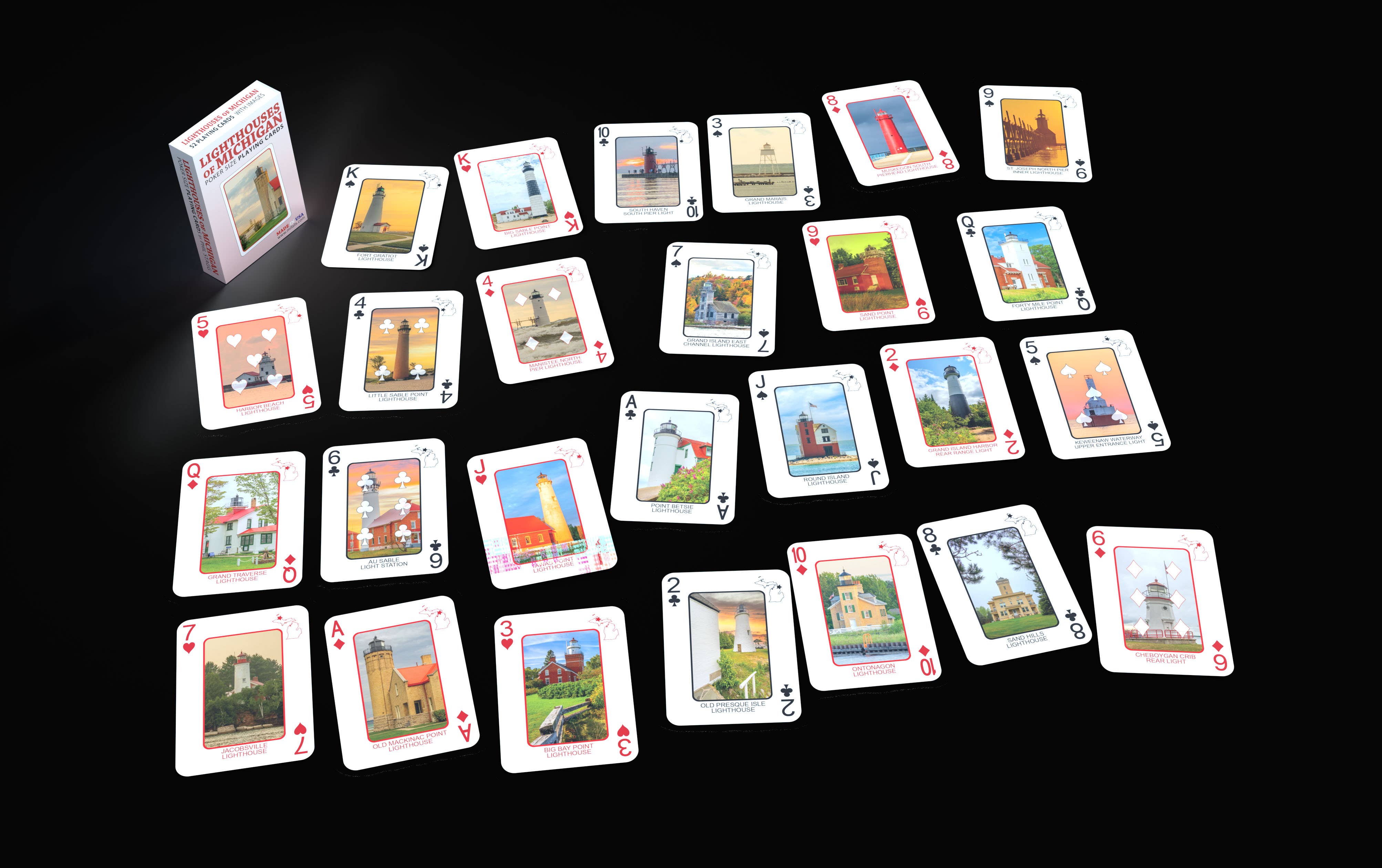 Phil Stagg Photography - Wholesale Playing Cards - LIGHTHOUSES OF MICHIGAN - Playing Cards - Euchre Friendly1
