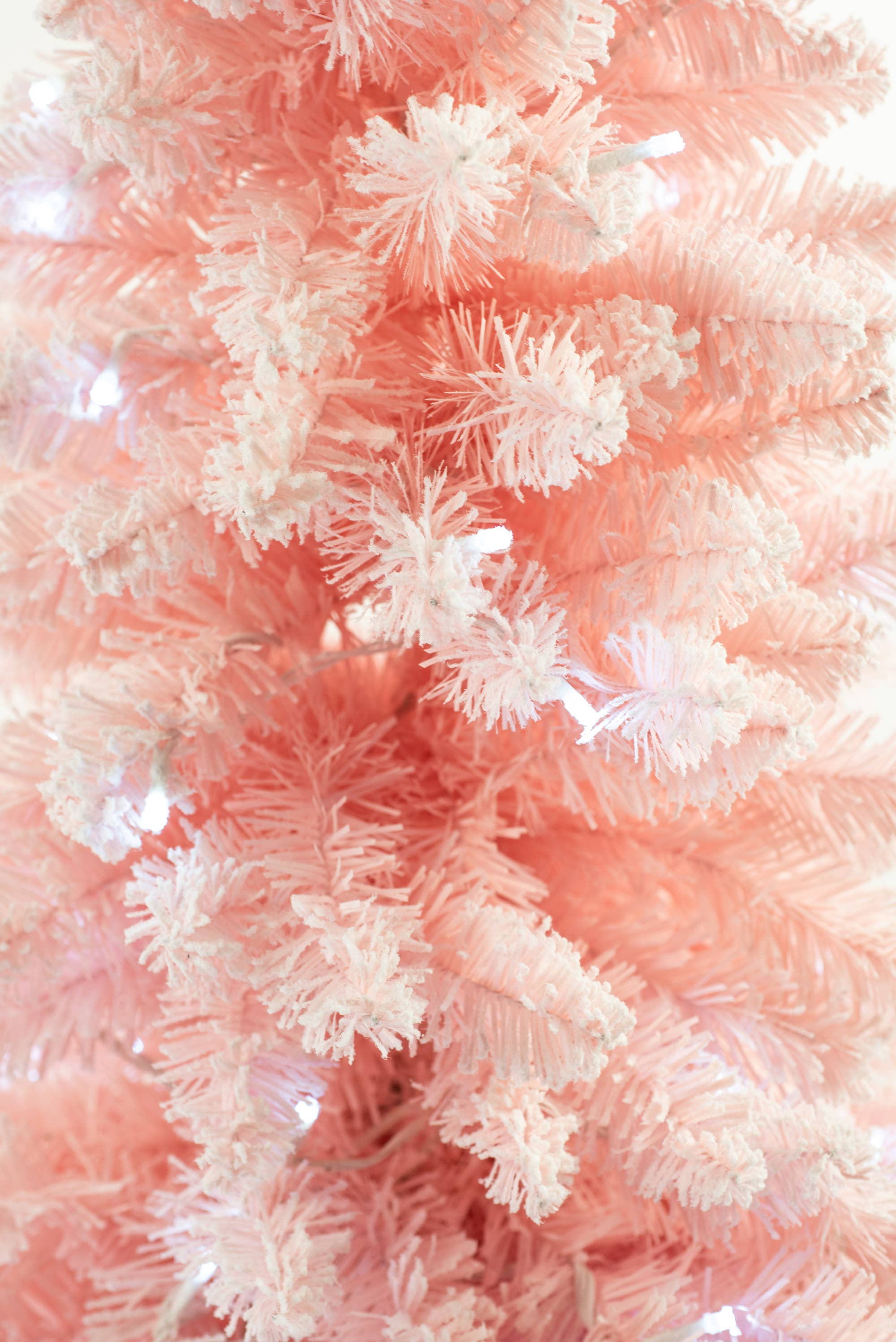 Starlight Collection - Wholesale Artificial Christmas Tree - Pink LED Spruce-Needle Christmas Pencil Tree with Snowy Tips2