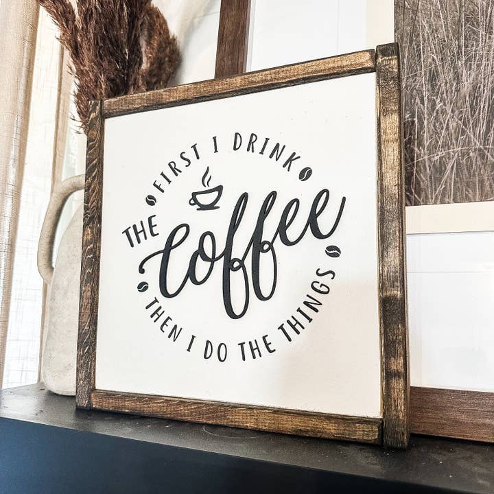 Coffee Laser 3D Wood Sign for wholesale by Dakota + Pine Design Co.