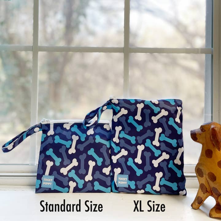 Yucky Puppy - Wholesale Pet Poop Bag Dispenser - Yucky Puppy Dog Poop Bag Holders-- Blue or Pink/Purple Bone (Set of 2)--TWO SIZES3