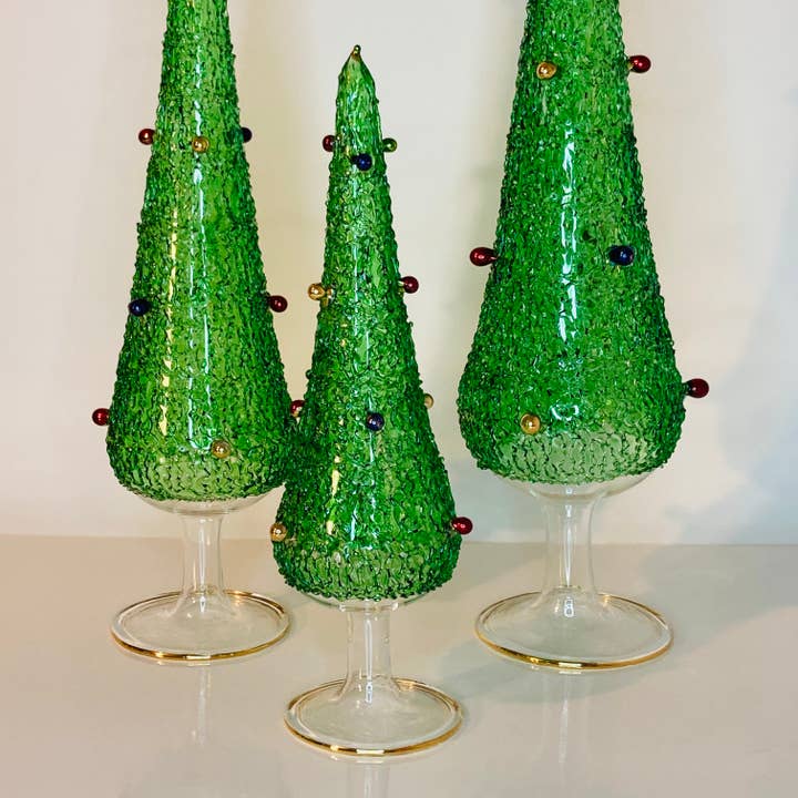 Dandarah - Wholesale Christmas Decoration - Blown Glass Tabletop Christmas Tree Green with Colors