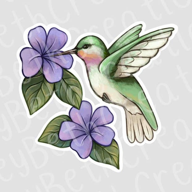 Hummingbird Sticker | Flower Sticker for wholesale by CarleyBethCreations