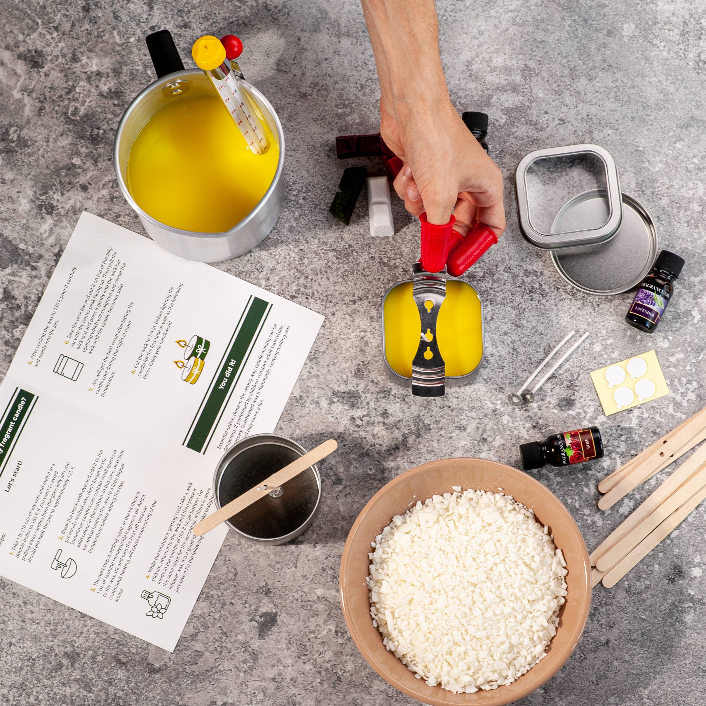 Lelaffet - Wholesale DIY Craft Kit - Candle Making Kit, Soy Wax Flakes, Wicks, DIY 8