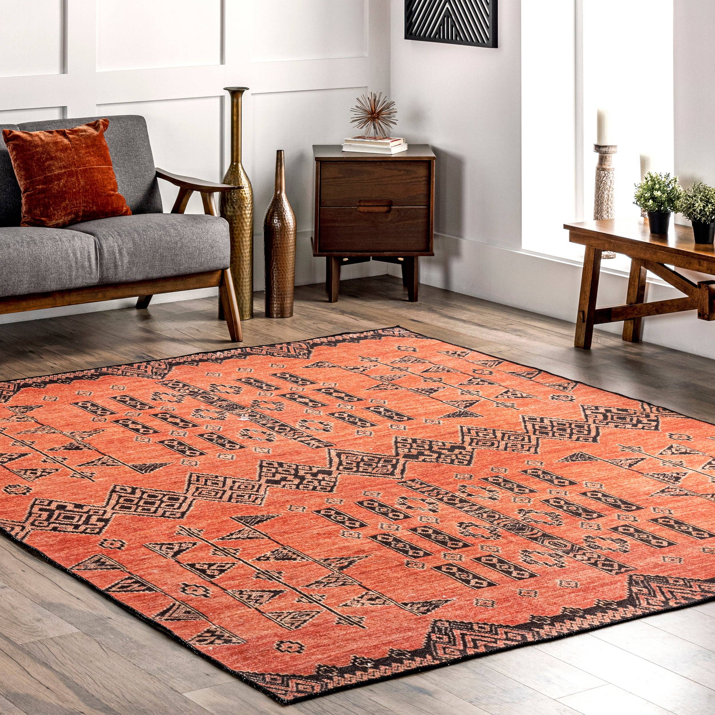 Rust Quincy Cotton-Blend Traditional Area Rug for wholesale on Faire2