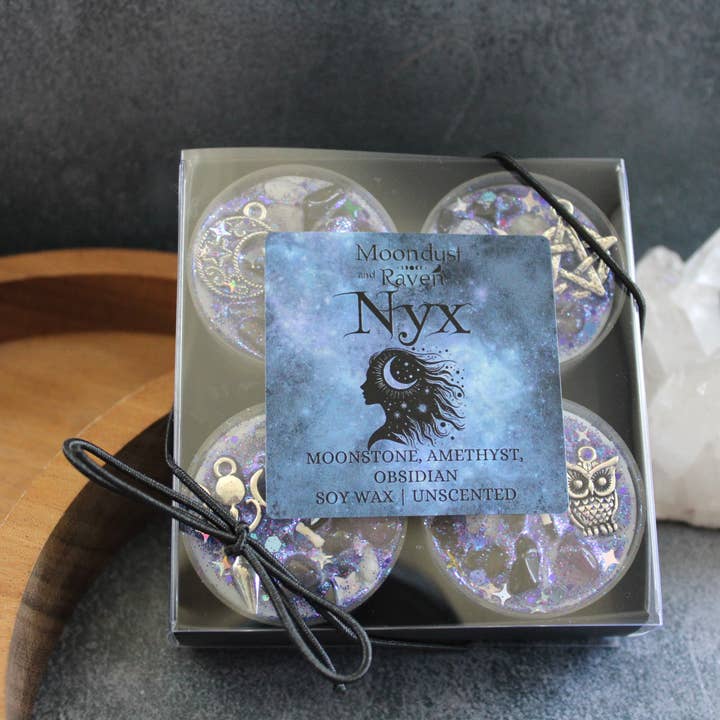 Moondust and Raven - Wholesale Theelichtjes - Nyx Theelicht Kristallen Kaarsen, Godinnen Rituele Kaarsen2