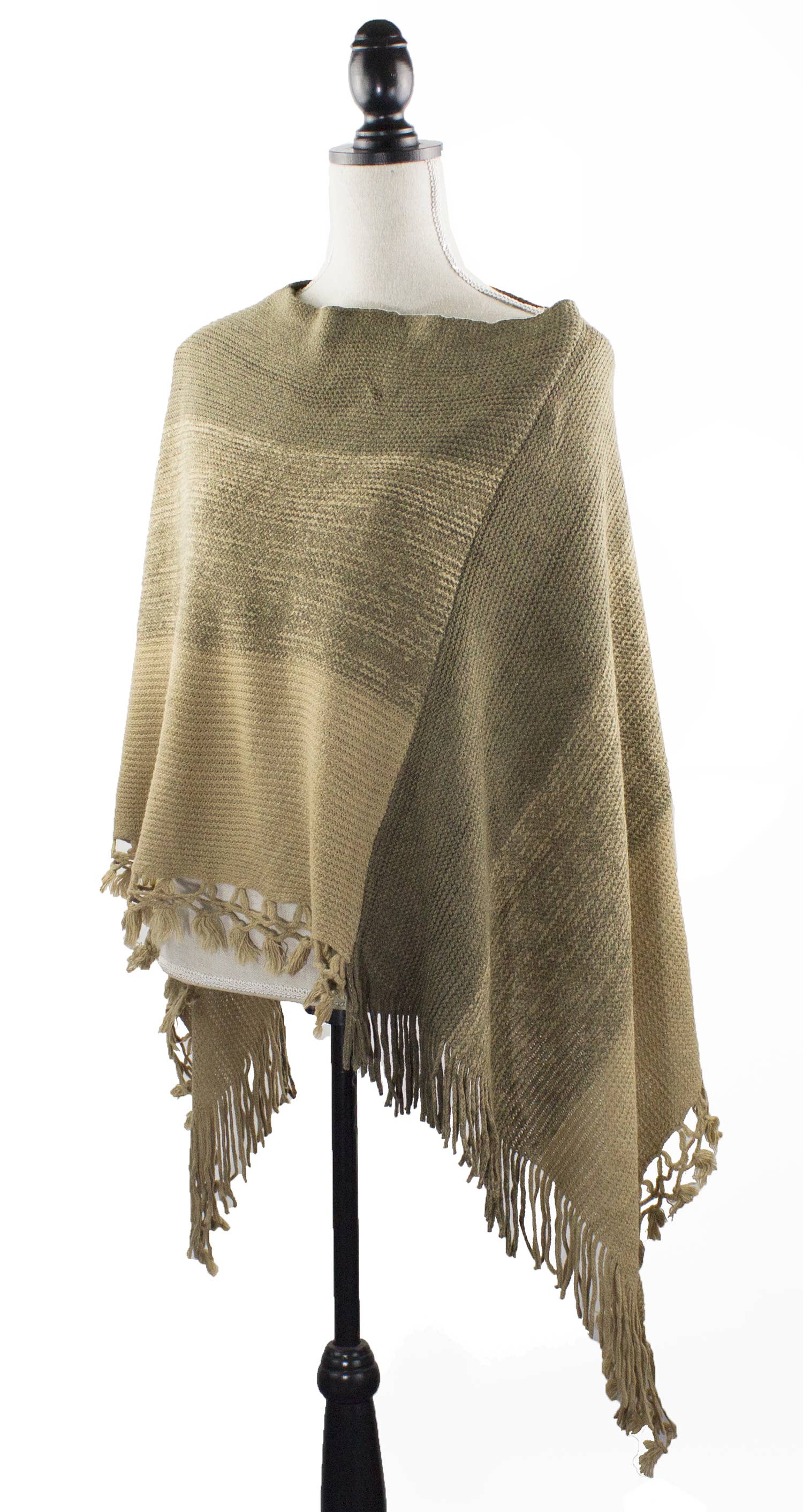 Fennco Styles - Venta al por mayor Poncho - Mujer - Suéter Poncho de Bloques de Color con Flecos23