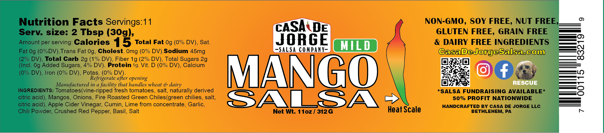 Casa De Jorge Salsa - Wholesale Salsa - Mango Salsa - Mild2