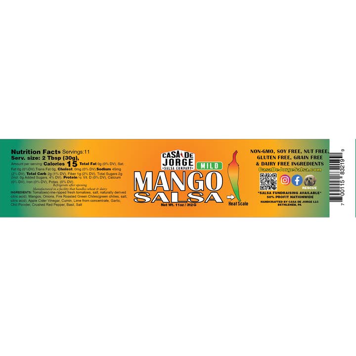 Casa De Jorge Salsa - Wholesale Salsa - Mango Salsa - Mild2
