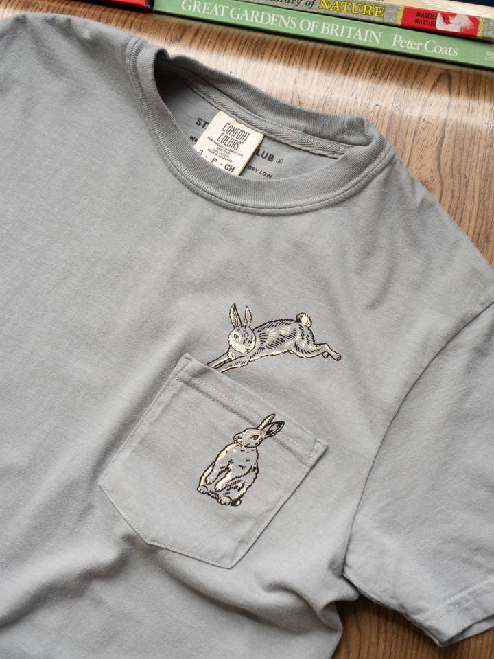Stay Home Club - Wholesale Screen Printed T-Shirt - Unisex - Rabbit Hole Pocket Tee