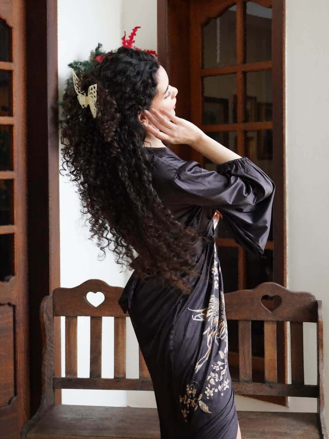 Svart Orientalisk Phoenix Lantern Klänning för wholesale på Faire7