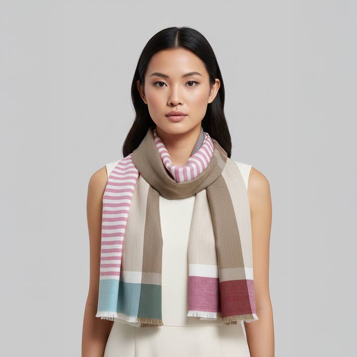 Desert Rose Whisper Handwoven Cashmere Blend Scarf for wholesale by SADHU HANDMADE NATURALS